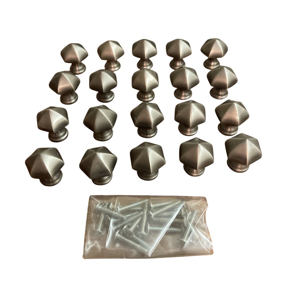 20 Emtek‎ Hexagon Knob 86120US15A Brass 1 3/8" Cabinet Knobs Screws Lot
